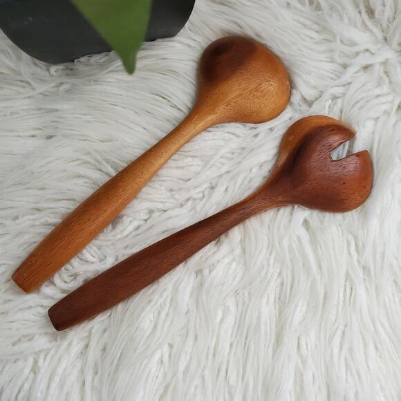 Wooden Wide Salad Serving Spoon Set of 2 - Picture 2 of 6